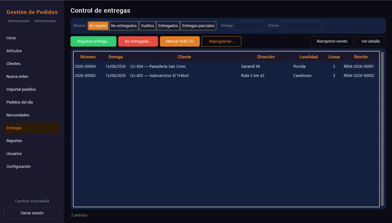 Control de entregas con remitos PDF